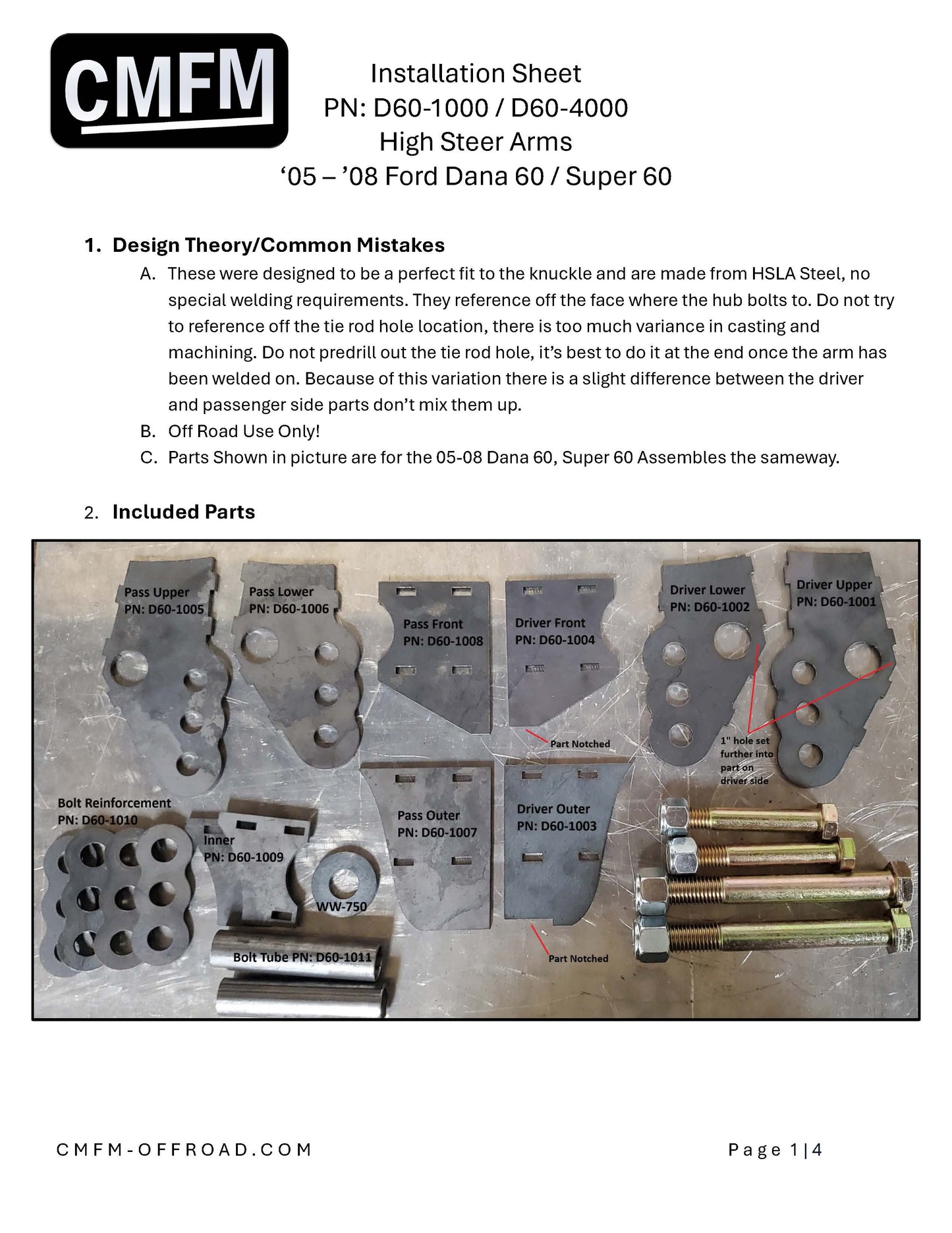 High Steer Arms, Ford "Super 60"