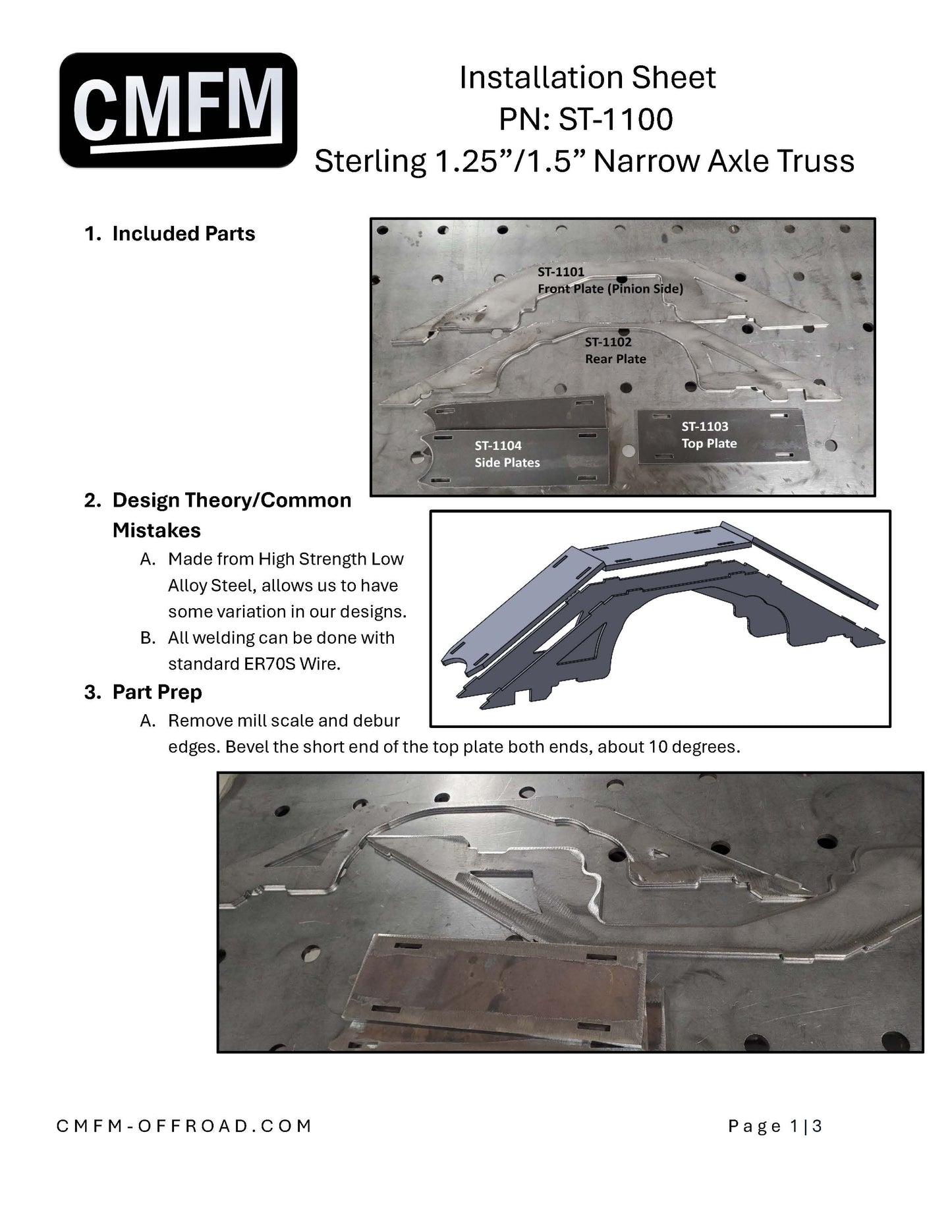 Narrow Axle Truss, Sterling 10.25 and 10.5