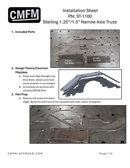 Narrow Axle Truss, Sterling 10.25 and 10.5