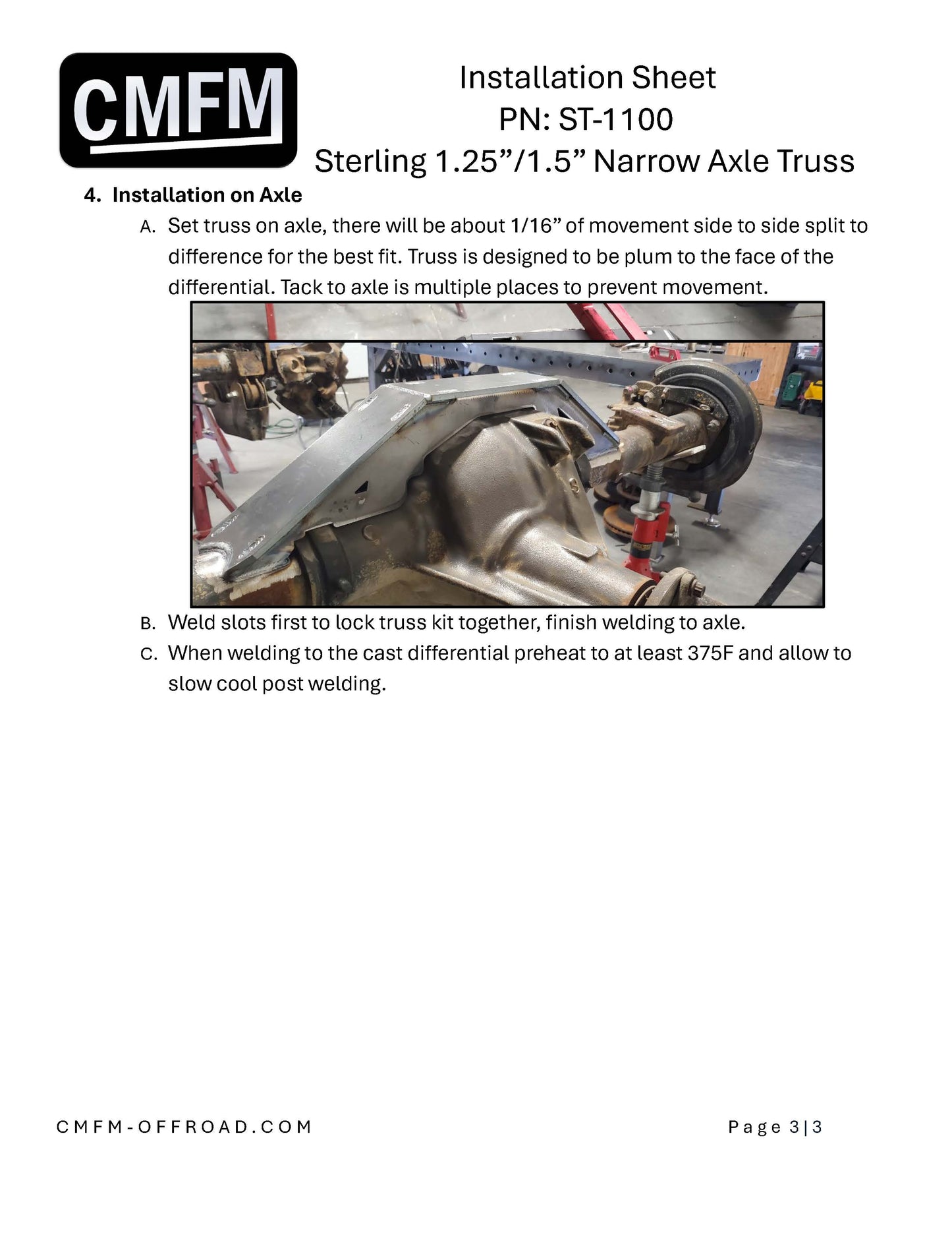 Narrow Axle Truss, Sterling 10.25 and 10.5